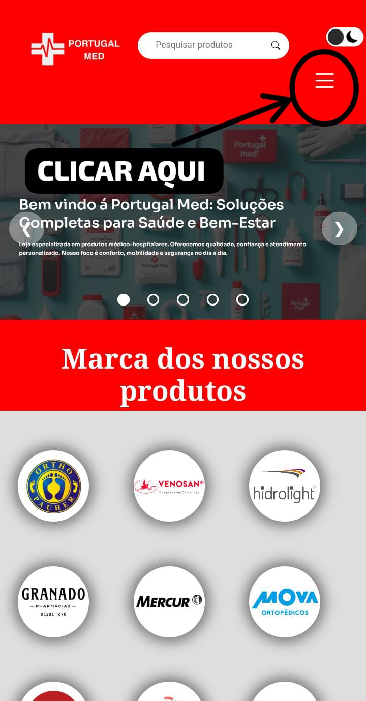 clicar nas tres listras